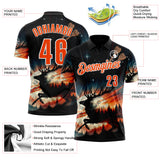 Custom Black Orange-White Darts Deer Dartboard Performance Polo Shirt
