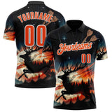 Custom Black Orange-White Darts Deer Dartboard Performance Polo Shirt