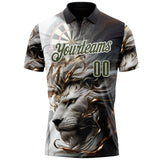 Custom Black Olive Gray-White Darts Lion Dartboard Performance Polo Shirt
