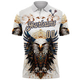 Custom White City Cream-Navy Darts Eagle Dartboard Performance Polo Shirt