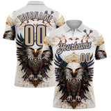 Custom White City Cream-Navy Darts Eagle Dartboard Performance Polo Shirt