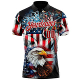 Custom Black Red-White Darts Eagle Dartboard Patriotic American Flag Performance Polo Shirt