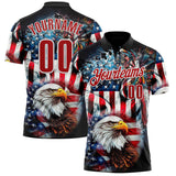 Custom Black Red-White Darts Eagle Dartboard Patriotic American Flag Performance Polo Shirt