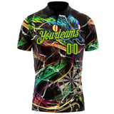 Custom Black-Neon Green Darts Boa Dartboard Performance Polo Shirt