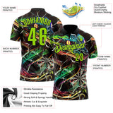 Custom Black-Neon Green Darts Boa Dartboard Performance Polo Shirt