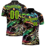 Custom Black-Neon Green Darts Boa Dartboard Performance Polo Shirt