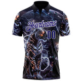 Custom Black Dark Purple-White Darts Lightning Tiger Dartboard Performance Polo Shirt