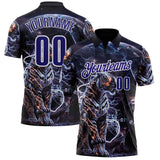 Custom Black Dark Purple-White Darts Lightning Tiger Dartboard Performance Polo Shirt