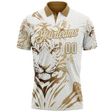 Custom White-Old Gold Darts Tiger Dartboard Performance Polo Shirt