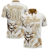 Custom White-Old Gold Darts Tiger Dartboard Performance Polo Shirt