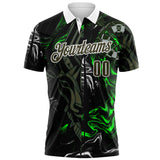 Custom Black Olive Green-White Darts Gothic Deer Dartboard Performance Polo Shirt