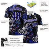 Custom Black Dark Purple-White Darts Lion Dartboard Performance Polo Shirt