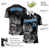 Custom Black Blue-White Darts Tiger Dartboard Performance Polo Shirt