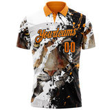 Custom White Bay Orange-Black Darts Tiger Dartboard Performance Polo Shirt