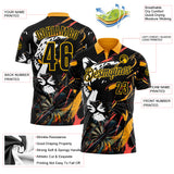 Custom Black-Yellow Darts Leopard Dartboard Performance Polo Shirt