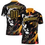 Custom Black-Yellow Darts Leopard Dartboard Performance Polo Shirt