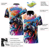 Custom Black Sky Blue-Dark Purple Darts Panther Dartboard Performance Polo Shirt