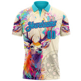 Custom Cream Lakes Blue-Purple Darts Deer Dartboard Performance Polo Shirt