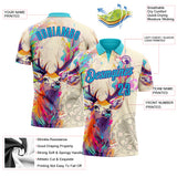 Custom Cream Lakes Blue-Purple Darts Deer Dartboard Performance Polo Shirt