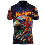Custom Black Yellow-Red Darts Eagle Dartboard Performance Polo Shirt