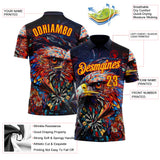 Custom Black Yellow-Red Darts Eagle Dartboard Performance Polo Shirt