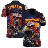Custom Black Yellow-Red Darts Eagle Dartboard Performance Polo Shirt