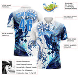 Custom White-Powder Blue Darts Scorpion Dartboard Performance Polo Shirt
