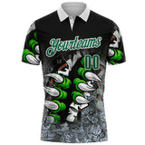 Custom Black Kelly Green-White Darts Demon Claw Dartboard Performance Polo Shirt