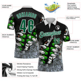 Custom Black Kelly Green-White Darts Demon Claw Dartboard Performance Polo Shirt