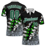 Custom Black Kelly Green-White Darts Demon Claw Dartboard Performance Polo Shirt