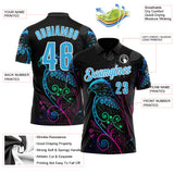 Custom Black Sky Blue-White Darts Eagle Dartboard Performance Polo Shirt