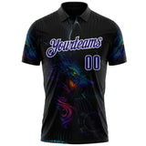 Custom Black Dark Purple-White Darts Wolf Dartboard Performance Polo Shirt