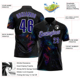 Custom Black Dark Purple-White Darts Wolf Dartboard Performance Polo Shirt