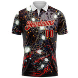 Custom Black Red-City Cream Darts Scorpion Dartboard Performance Polo Shirt