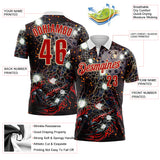 Custom Black Red-City Cream Darts Scorpion Dartboard Performance Polo Shirt
