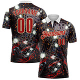 Custom Black Red-City Cream Darts Scorpion Dartboard Performance Polo Shirt