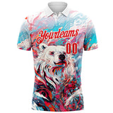 Custom White-Fire Red Darts Bear Dartboard Performance Polo Shirt