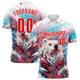 Custom White-Fire Red Darts Bear Dartboard Performance Polo Shirt