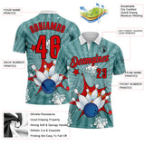 Custom Shadow Blue Fire Red-Black Bowling Ball And Pins Strike Performance Polo Shirt