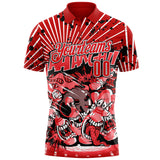Custom Red Fire Red White-Black Bowling Strike Funny Performance Polo Shirt