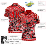 Custom Red Fire Red White-Black Bowling Strike Funny Performance Polo Shirt