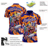 Custom Dark Purple Orange-White Bowling Ball And Pins Strike Lion Performance Polo Shirt