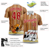 Custom Brown Red-White Bowling Strike Funny Performance Polo Shirt
