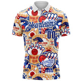 Custom White-Royal Bowling Club American Inspired Performance Polo Shirt