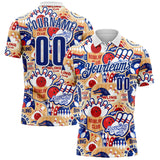 Custom White-Royal Bowling Club American Inspired Performance Polo Shirt