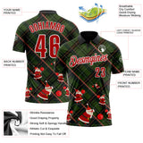 Custom Black Red Green-White Bowling Ball Christmas Santa Claus Performance Polo Shirt