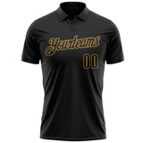 Custom Black-Old Gold Bowling Club Vintage Performance Polo Shirt