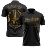 Custom Black-Old Gold Bowling Club Vintage Performance Polo Shirt