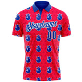 Custom Red Thunder Blue-White Bowling Balls American Inspired Performance Polo Shirt