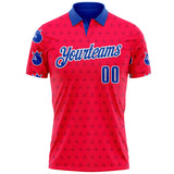 Custom Red Thunder Blue-White Bowling Ball Crown American Inspired Performance Polo Shirt